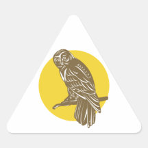 Hibou sur la branche rétro adhésifs