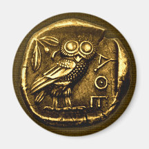 Hibou sur la pièce de monnaie du grec ancien magnets pour réfrigérateur
