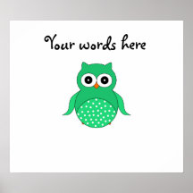 Hibou vert mignon posters