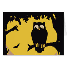 Hibou vintage éffrayant de Halloween, arbre avec l Carte De Vœux