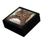 Hibou vintage mignon sur la feuille de musique ant boîte à babioles