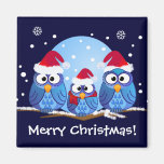 Hiboux avec des chapeaux de Père Noël Magnets Pour Réfrigérateur