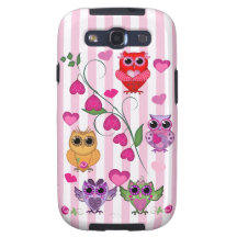 Hiboux, coeurs et fleurs romantiques de Valentines Coques Samsung Galaxy S3