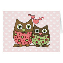 Hiboux d'amour carte de vœux