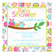 Hiboux de maman et de papa avec le baby shower de  invitations