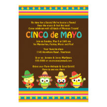 Hiboux de Mexicain de Cinco De Mayo Invitations Personnalisées