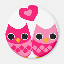 Hiboux doux d'amour aimants pour réfrigérateur