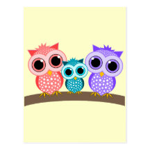 hiboux mignons cartes postales