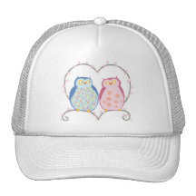 Hiboux mignons dans le bleu Clipart de rose de coe Casquette