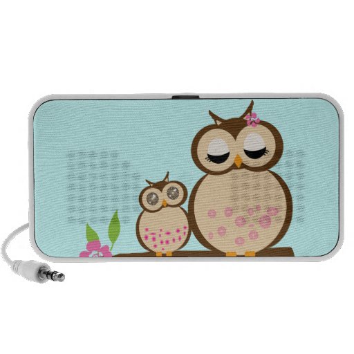 Hiboux mignons de bande dessinée haut-parleurs notebook