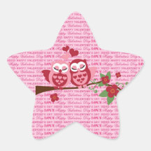 Hiboux mignons en cadeaux de heureuse Sainte-Valen Autocollants