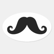 Hippie à la mode de moustache noire drôle de guido autocollants ovales