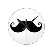 Hippie à la mode de moustache noire drôle de guido horloges murales