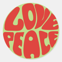 hippie maxime peace love autocollant rond