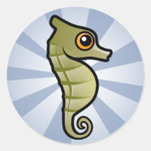 Hippocampe nain mignon adhésifs ronds