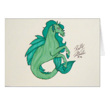 Hippocampe vert cartes de vœux