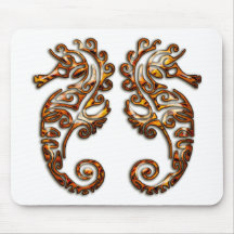 Hippocampes tribaux métalliques de Gémeaux Tapis De Souris