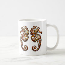 Hippocampes tribaux métalliques de Gémeaux Tasse À Café