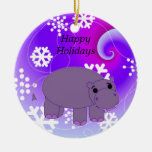 Hippopotame avec des flocons de neige ornements