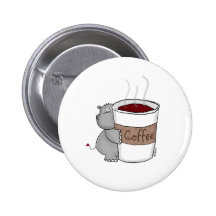 Hippopotame avec du café badge