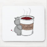 Hippopotame avec du café tapis de souris