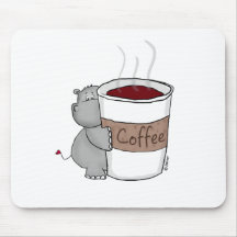 Hippopotame avec du café tapis de souris