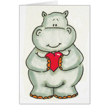 Hippopotame avec le coeur carte de vœux