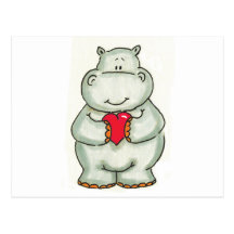 Hippopotame avec le coeur cartes postales