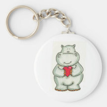 Hippopotame avec le coeur porte-clés
