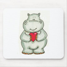 Hippopotame avec le coeur tapis de souris