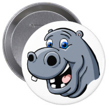 Hippopotame de bande dessinée badge avec épingle