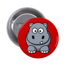 Hippopotame de bande dessinée badges avec agrafe