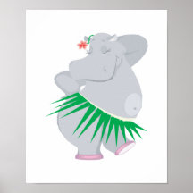 hippopotame de danse polynésienne affiche
