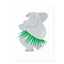 hippopotame de danse polynésienne carte postale
