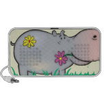 hippopotame hippie d'hippopotame de fleur mignonne haut-parleurs ordinateur portable