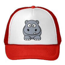 Hippopotame mignon de bande dessinée casquette de camionneur