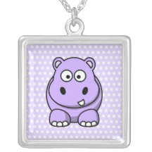 Hippopotame mignon de lavande collier