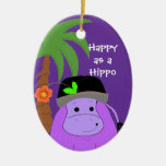 Hippopotame pourpre avec un palmier ornements de noël