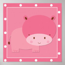 Hippopotame rose de safari de bébé posters