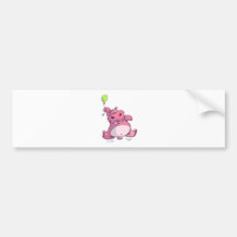 HIPPOPOTAME ROSE MIGNON SUR LE BALLON AUTOCOLLANT POUR VOITURE