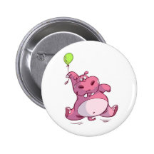 HIPPOPOTAME ROSE MIGNON SUR LE BALLON BADGES AVEC AGRAFE