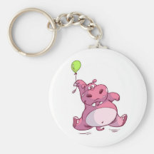 HIPPOPOTAME ROSE MIGNON SUR LE BALLON PORTE-CLEFS