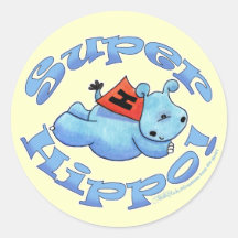 Hippopotame superbe adhésifs ronds