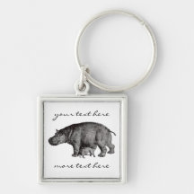 Hippopotame vintage Keychain Porte-clé