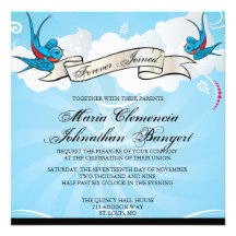 Hirondelles de tatouage et invitation nuptiale de 