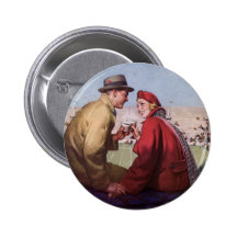 Histoires d'amour vintages, couple à la partie de  pin's avec agrafe