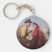 Histoires d'amour vintages, couple à la partie de  porte-clés
