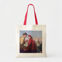 Histoires d'amour vintages, couple à la partie de  sac fourre-tout
