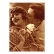 Histoires d'amour vintages, couple de tennis de sp invitations