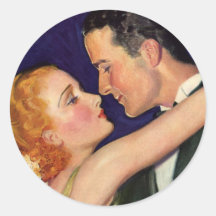 Histoires d'amour vintages, Hollywood romantique Autocollant Rond